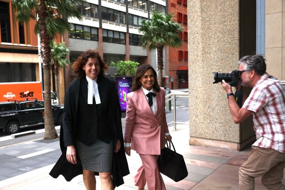 Lisa Wilkinson and her barrister Sue Chrysanthou, SC, outside the Federal Court in Sydney on Monday.