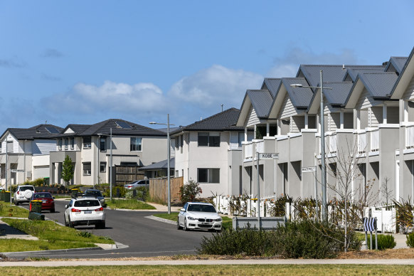 New homes in Wyndham Vale, on Melbourne’s fringe.