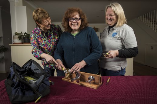 Tapping into skills: Mandy Gosetti, right, founder of the I’m Still Learning DIY program with tutor Julie Wacker, left, and student Sue Irving, centre.