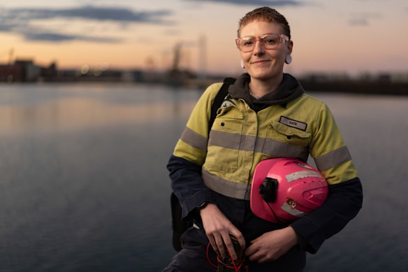 Electrical apprentice Kaitlyn McMahon at BlueScope Steel, Australia’s largest crude steel production plant.
