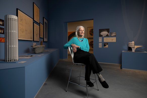 Penelope Seidler at the Modern Shift exhibition. Architecture by Harry Seidler, at the Chau Chak Wing Museum in Sydney. 