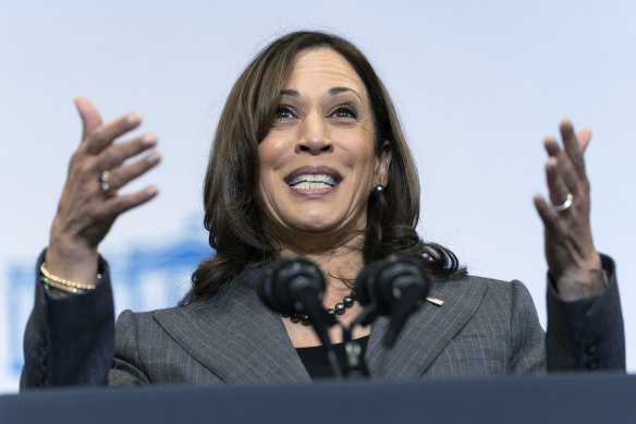 US Vice-President Kamala Harris speaks at the Northeast Bronx YMCA in New York on Friday.