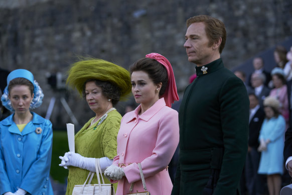 As Princess Margaret, Bonham Carter  (centre) is the best thing about her seasons of The Crown.