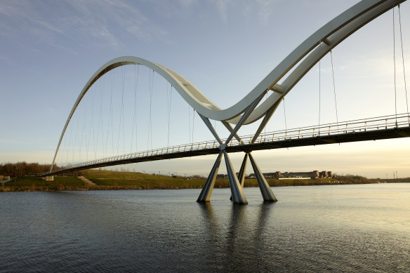 The Infinity Bridge in north-east England is one of a dozen bridge styles studied for the 2016 Arup Teneriffe to Bulimba report, which has never been released.
