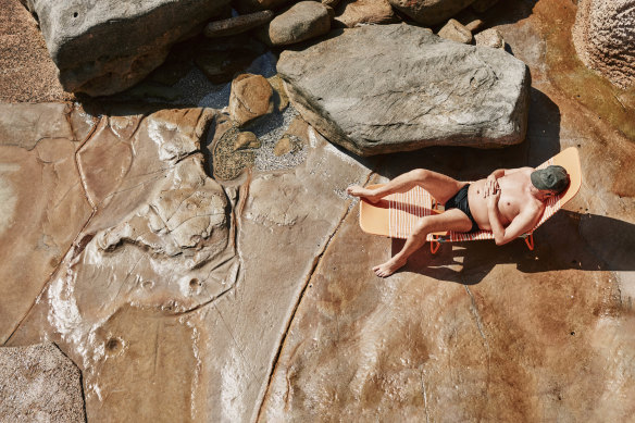 A sunbather at Wylie’s Baths.