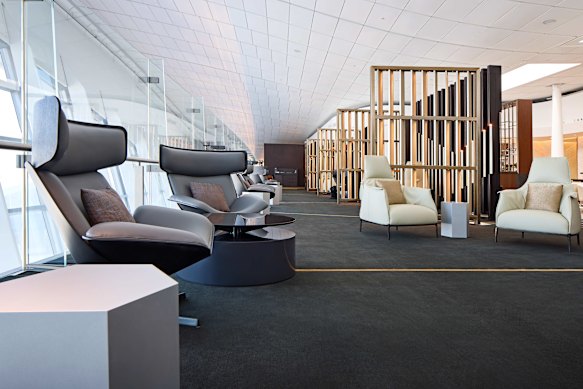 Etihad lounges at Zayed International Airport feature Giorgio Armani Casa furniture.