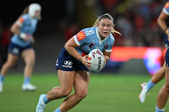 Keeley Davis in the Blues game one Origin victory on Thursday night.