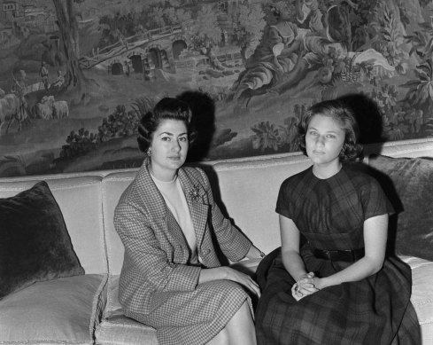 Princess Fazile and her mother, Princess Hanzade, in their apartment in Paris in 1957.