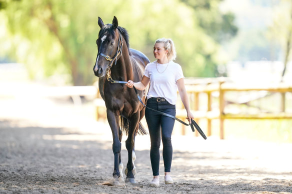 Persan with track rider Nikki White. 