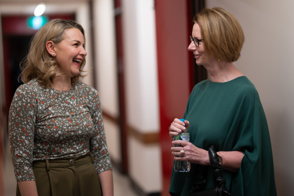 Clarke and Gillard received standing ovations at the end of the performance on Saturday night.