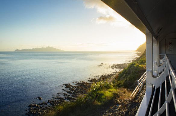 The Northern Explorer passing Kapiti Coast just north of Wellington.