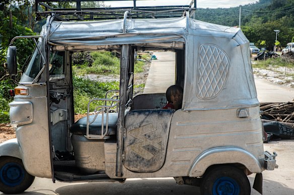 Tuk tuk in Koh Rong, an island off the coast of Sihanoukville, Cambodia. 