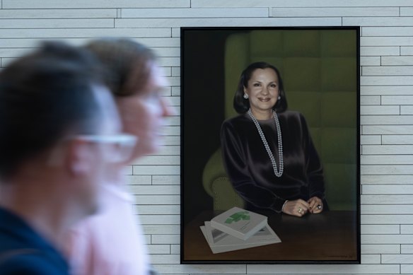 Portrait of Susan Wakil hanging in the Sydney Modern, a tribute to the project's biggest donor.