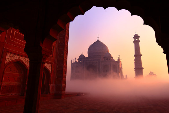 The Taj Mahal in Agra, India, built for the Mughal emperor Shah Jahan as a memorial to his wife.