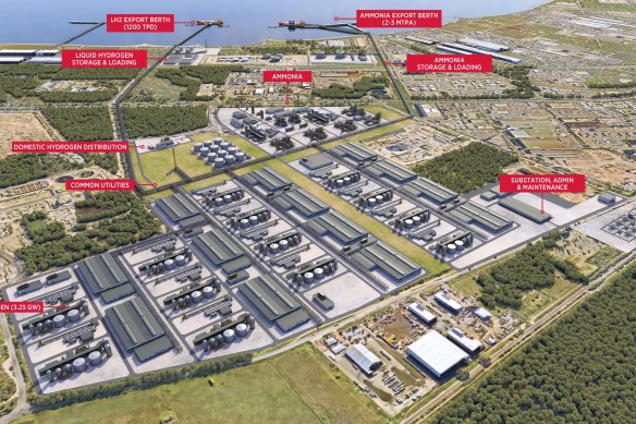 Woodside’s proposed H2Perth hydrogen plant in Kwinana, south of Perth.