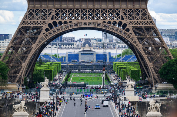 Grandstand with a view ... Eiffel Tower Stadium.