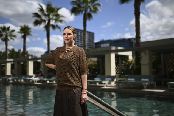 Rebecca Malouf, operator of the Calile Hotel’s store Museum of Small Things, poolside.
