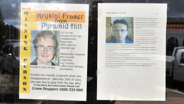 Posters went up around town after Krystal Fraser went missing in 2009.