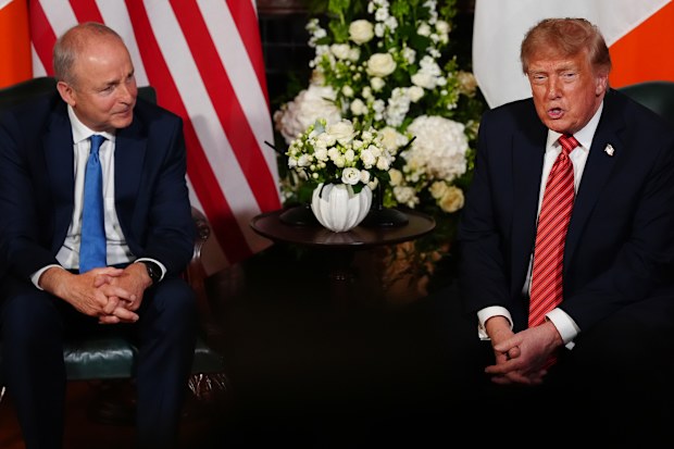 Ireland’s Prime Minister Micheál Martin, center left, and U.S. President Donald Trump during a meeting at Farmleigh House in Dublin, Saturday, Sept. 12, 2026.