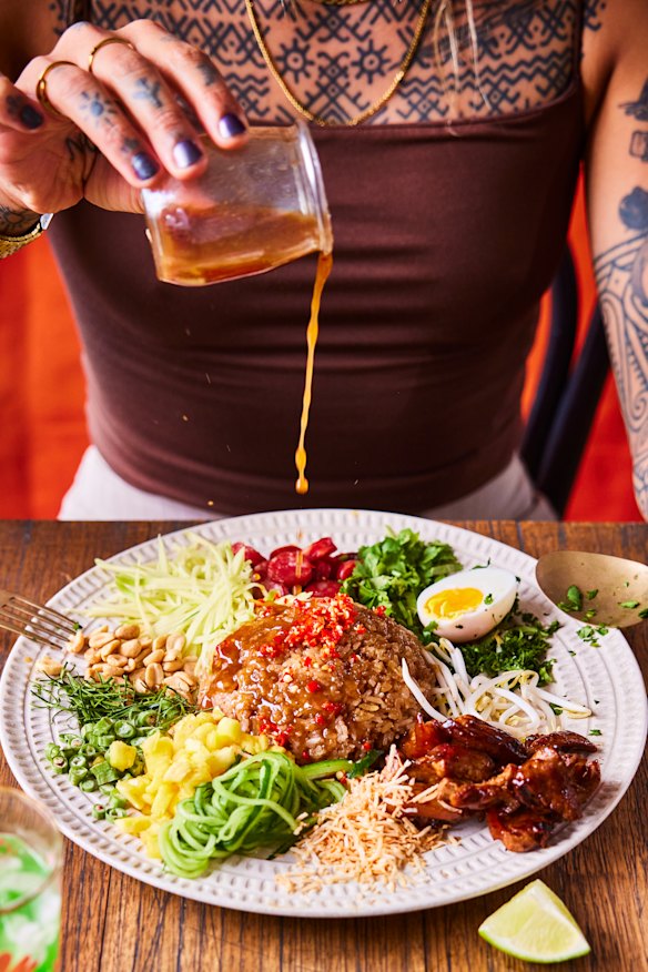 Nat buys seasonal produce to make salads like khao yum (Thai rice salad).