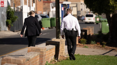 Detectives in Greenacre during the counter-terror raids.