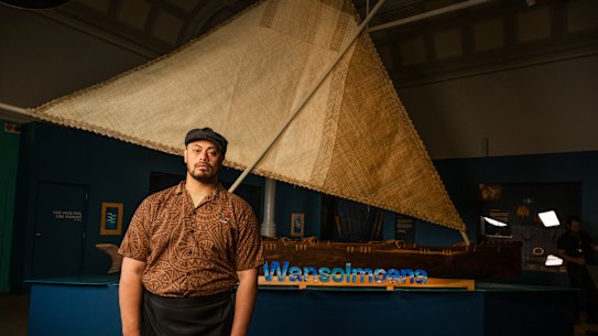 Taofia Pelesasa hopes this canoe, made by  the Tokelauan diaspora in Sydney, will help preserve their culture.
