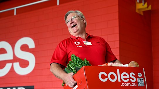 Coles chief executive Steven Cain at the click and collect site at Coles Southland on Wednesday.