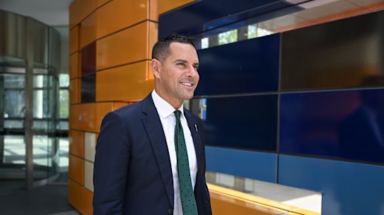 Independent Sydney MP Alex Greenwich in Melbourne after his Federal Court win.