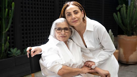 Margie Woods, creative director and co-founder of Viktoria and Woods with her mother Mona Rizk, photographed in Sydney. Woods has joined forces with Witchery for their white shirt range, raising money for ovarian cancer research. Rizk recently received treatment for ovarian cancer.