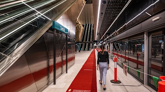 A new platform at Central station built for the Sydney Metro line, which is due to open within months.