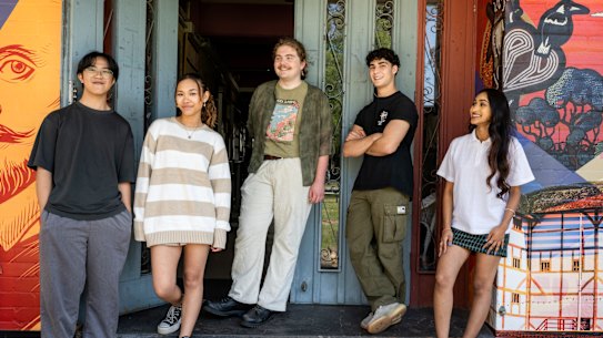 St Marys Senior High School HSC students Joshua Cinco, Jasmine Sabaten, Parker Mahoney, Koray Vasfi and Neha Prasad