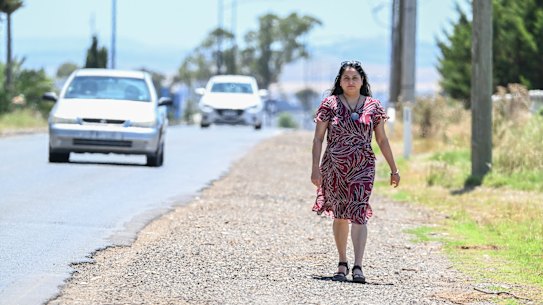 Pawan Kaur has been forced to walk long distances along an unsafe road to get to her Mount Atkinson home from Rockbank railway station.