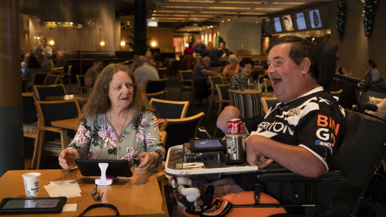 Bingo players Mary Medina and Matthew Hill at the Campbelltown Catholic Club. 