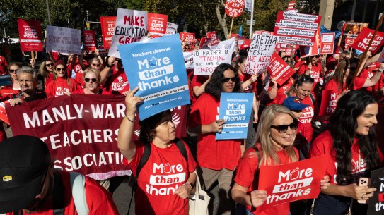 Teachers rallied in Hyde Park on Wednesday.