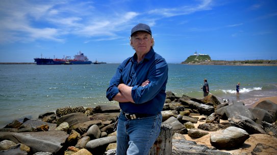 Coal miner Grant Howard at Horsehoe Beach, the site of the Rising Tide protest.