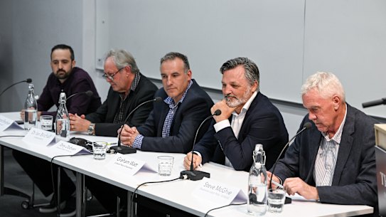 Candidates for Melton (eft to right) Jarrod Bingham (independent), Dr Ian Birchall (independent), Tony Dobran (Freedom Party), Graham Watt (Liberal Party), Stephen McGhie (Labor).