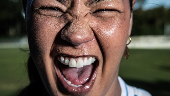 The Blues larger than life forward Kennedy Cherrington.