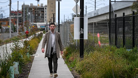 Jonathan O’Brien of YIMBY Melbourne at the Moreland station, one of the areas YIMBYs want to see more development. 