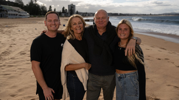 Jenny Connah and her husband Dave with children Penny and Tim at Collaroy Beach on Sydney’s Northern Beaches where they have owned a house for 25 years.