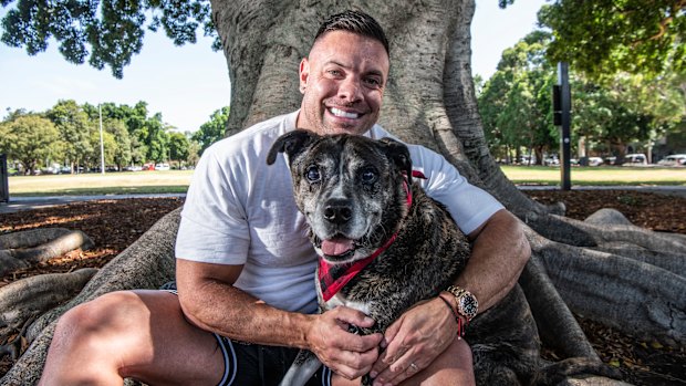 Todd Graham and his 13-year-old dog Norman.
