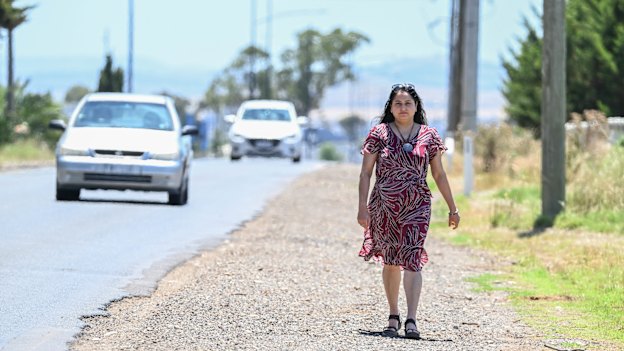 Pawan Kaur has been forced to walk long distances along an unsafe road to get to her Mount Atkinson home from Rockbank railway station.