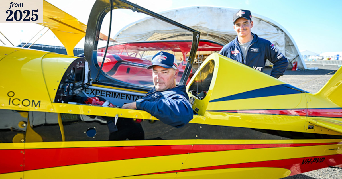 Avalon Airshow: Teen son follows pilot father Paul Bennet in aerobatics ...
