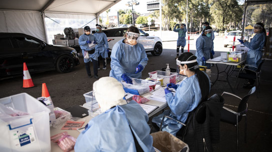 Drive through COVID-19 testing clinic at Roselands. 