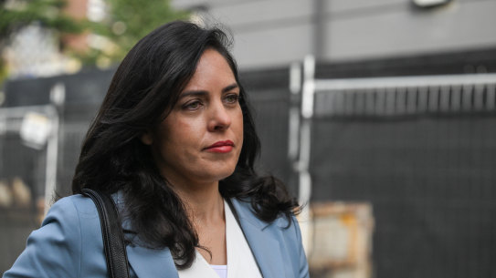 Moira Deeming outside Victoria’s Parliament House this week.