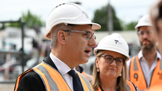 Transport Infrastructure Minister Danny Pearson and Premier Jacinta Allan.