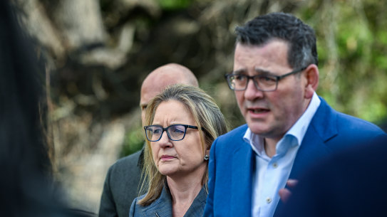 Then premier Daniel Andrews and then deputy premier Jacinta Allan cancelling the Commonwealth Games.