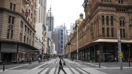 Sydney's George Street was almost empty in April 2020.