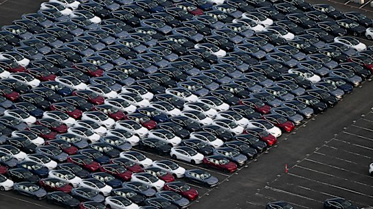 Electric vehicles at Port Melbourne. 