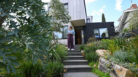 Caroline Millswood in her new home that stays at a comfortable temperature.