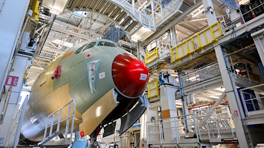 Qantas’s newest plane the A350-100 ULR enters the Airbus assembly line in Toulouse. 